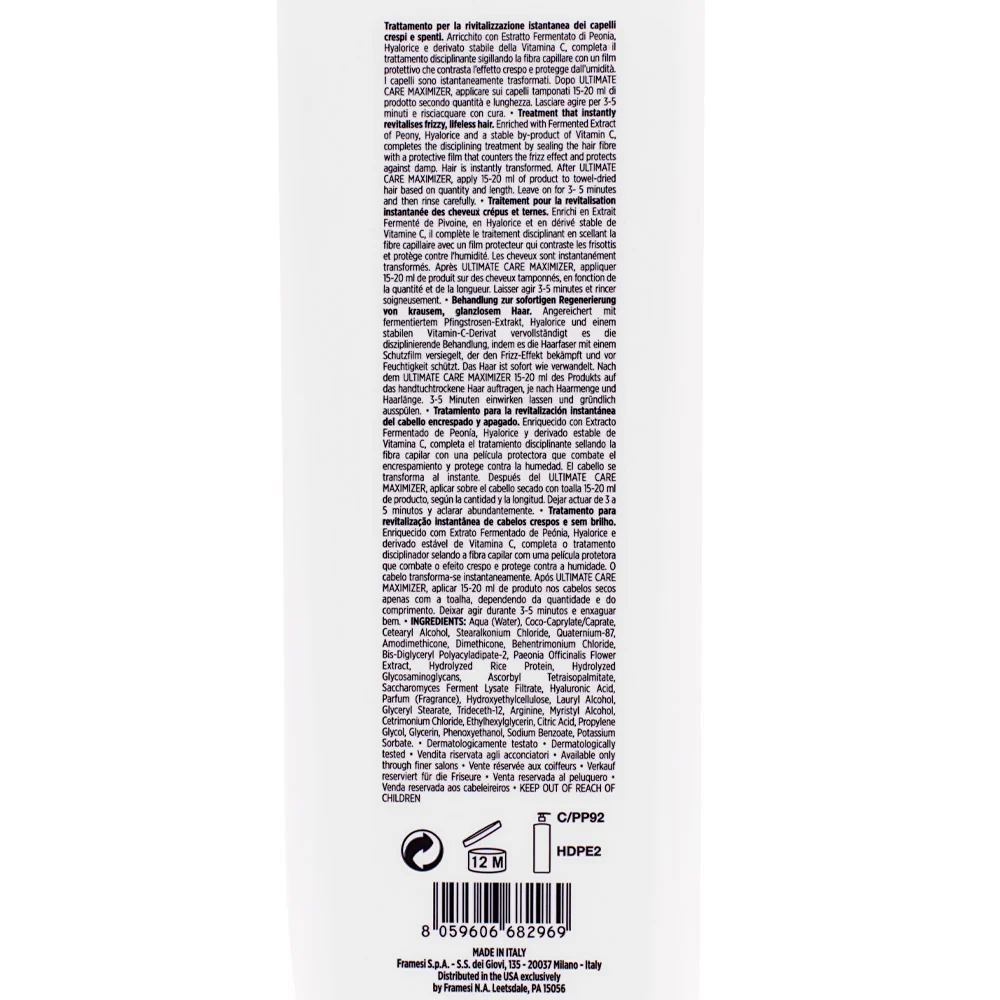 Framesi Morphosis Ultimate Care Treatment Step 3 1000ml - trattamento rivitalizzante capelli crespi e spenti - Image 2