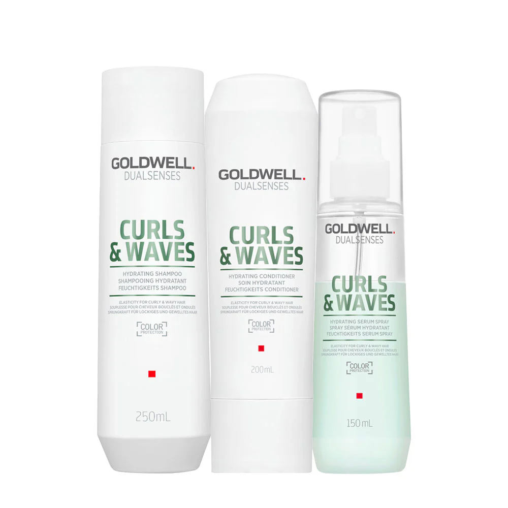 Goldwell Dualsenses Curls & Waves Hydrating Shampoo 250ml Conditioner 200ml Serum Spray 150ml