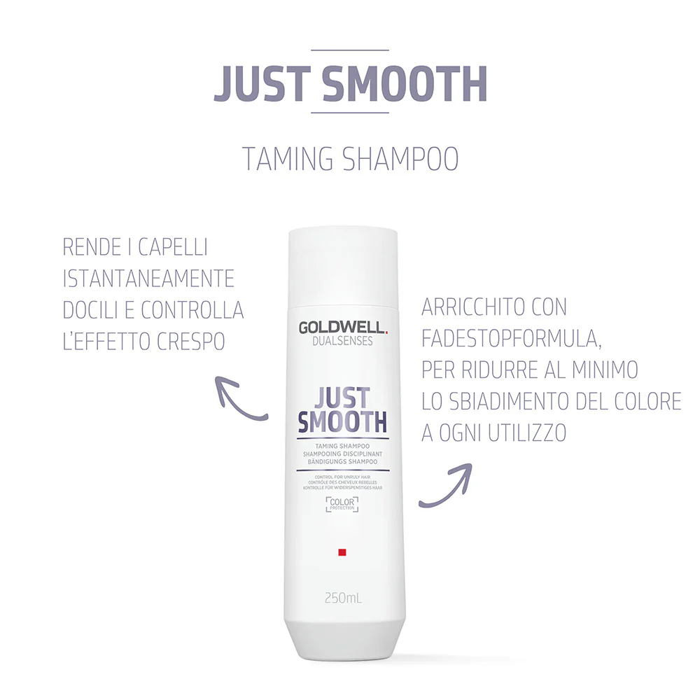 Goldwell Dualsenses Just Smooth Taming Shampoo 250ml - shampoo disciplinante per capelli indisciplinati e crespi - Image 2