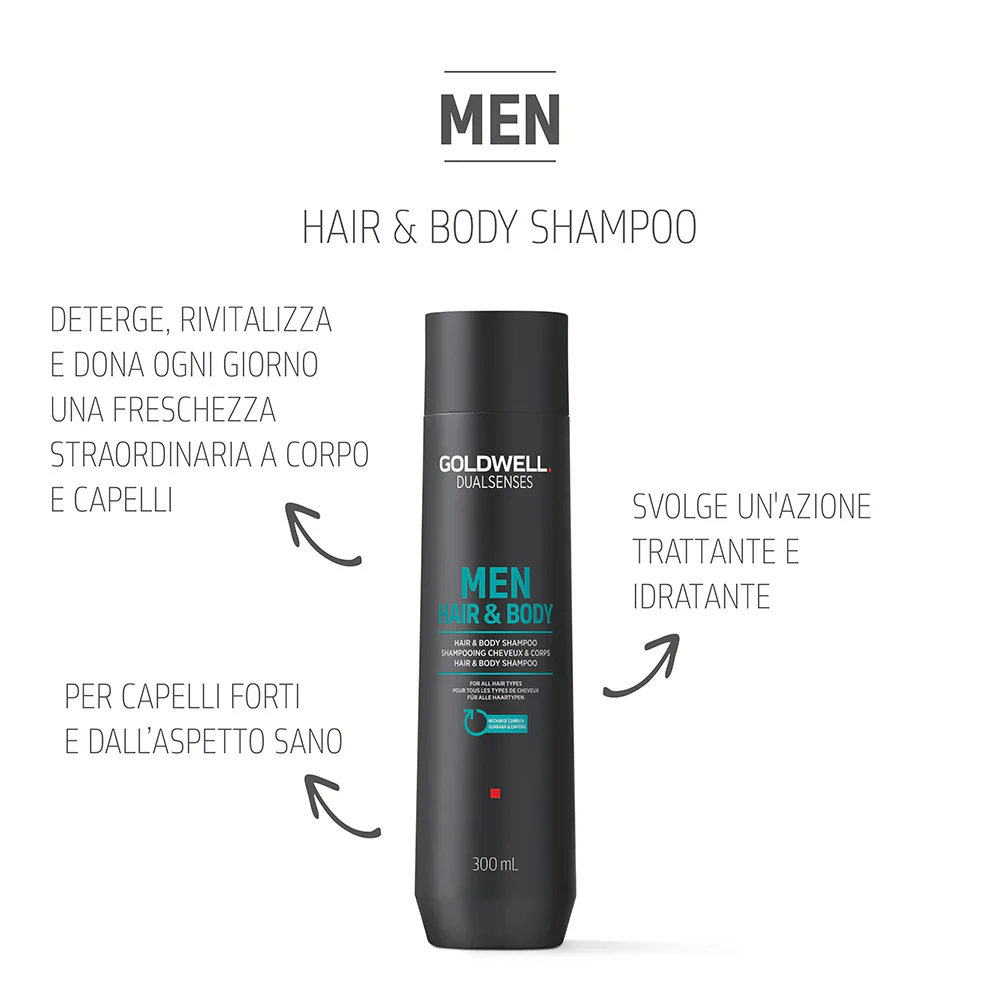 Goldwell Dualsenses Men Hair & Body Shampoo 300ml - shampoo doccia per tutti i tipi di capelli - Image 2