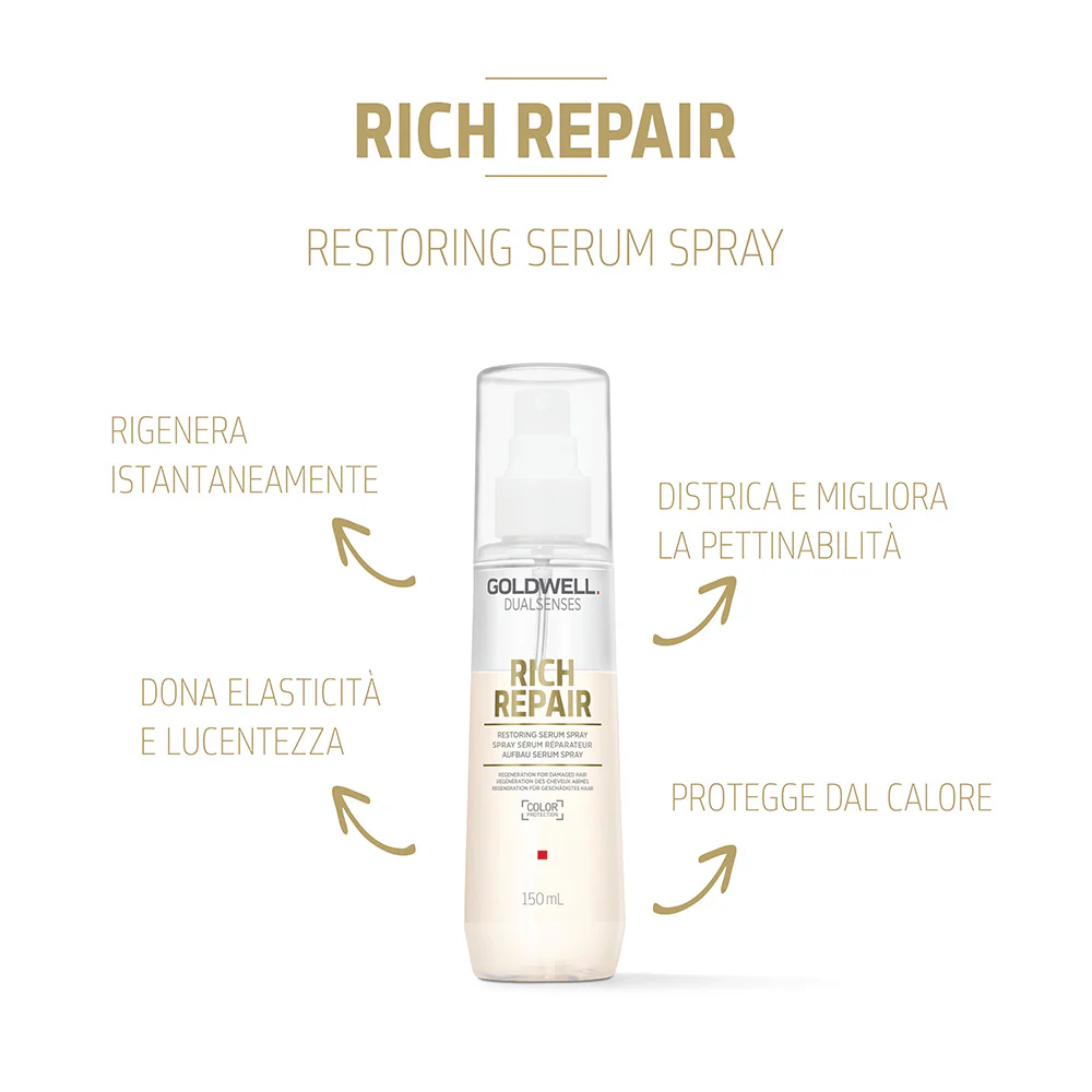 Goldwell Dualsenses Rich Repair Restoring Serum Spray 150ml - siero spray per capelli secchi o danneggiati - Image 2