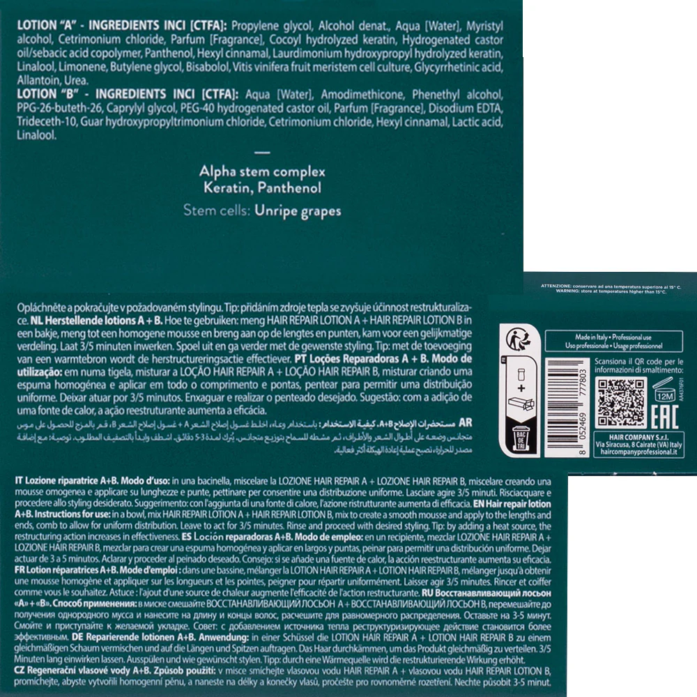 Hair Company Double Action Hair Repair Lotion A+B 10mlx10pz - lozione ristrutturante - Image 2