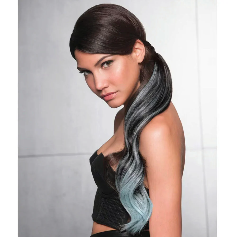 Hairdo Coda Color Splash Azzurra 58cm - coda azzurra su castano chiaro - Image 2
