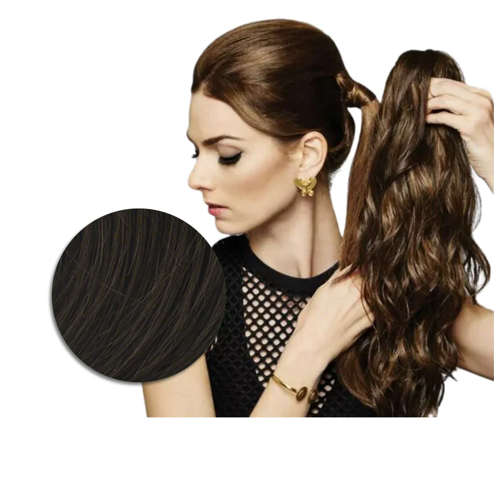 Hairdo Coda con Onde con Mollettone Castano Medio 46cm - coda onde - Image 2