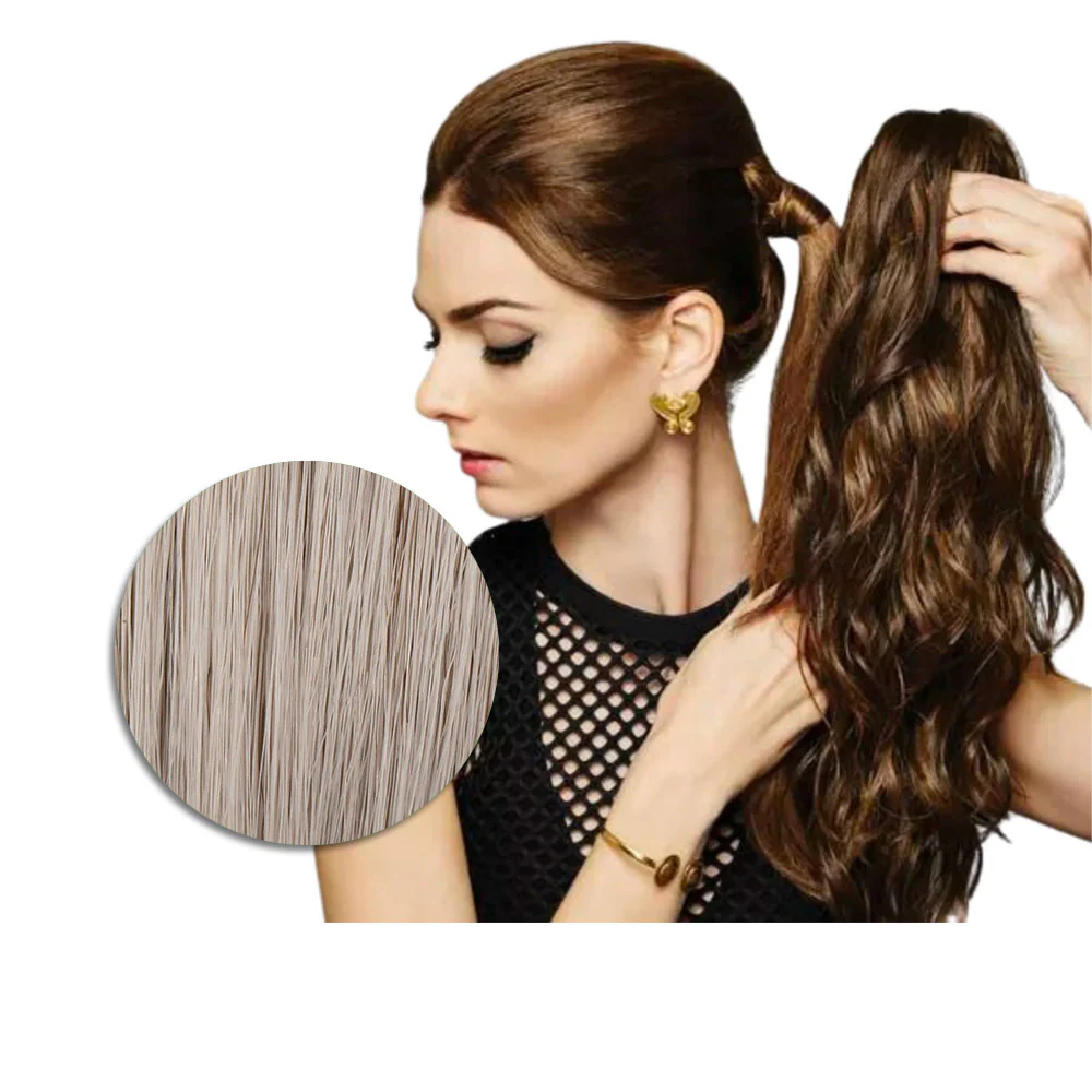 Hairdo Coda con Onde con Mollettone R56/60 Grigio Chiaro 46cm - coda onde - Image 2