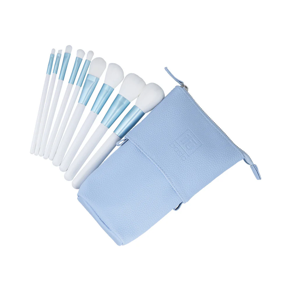 ilū Makeup Basic Brushes 9pz + Case Set Blue - set di pennelli - Image 2