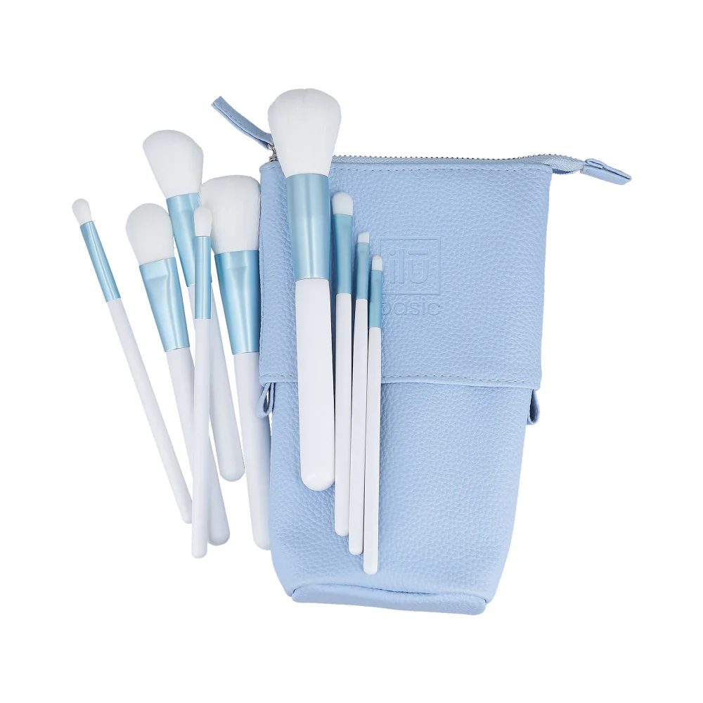 ilū Makeup Basic Brushes 9pz + Case Set Blue - set di pennelli - Image 3