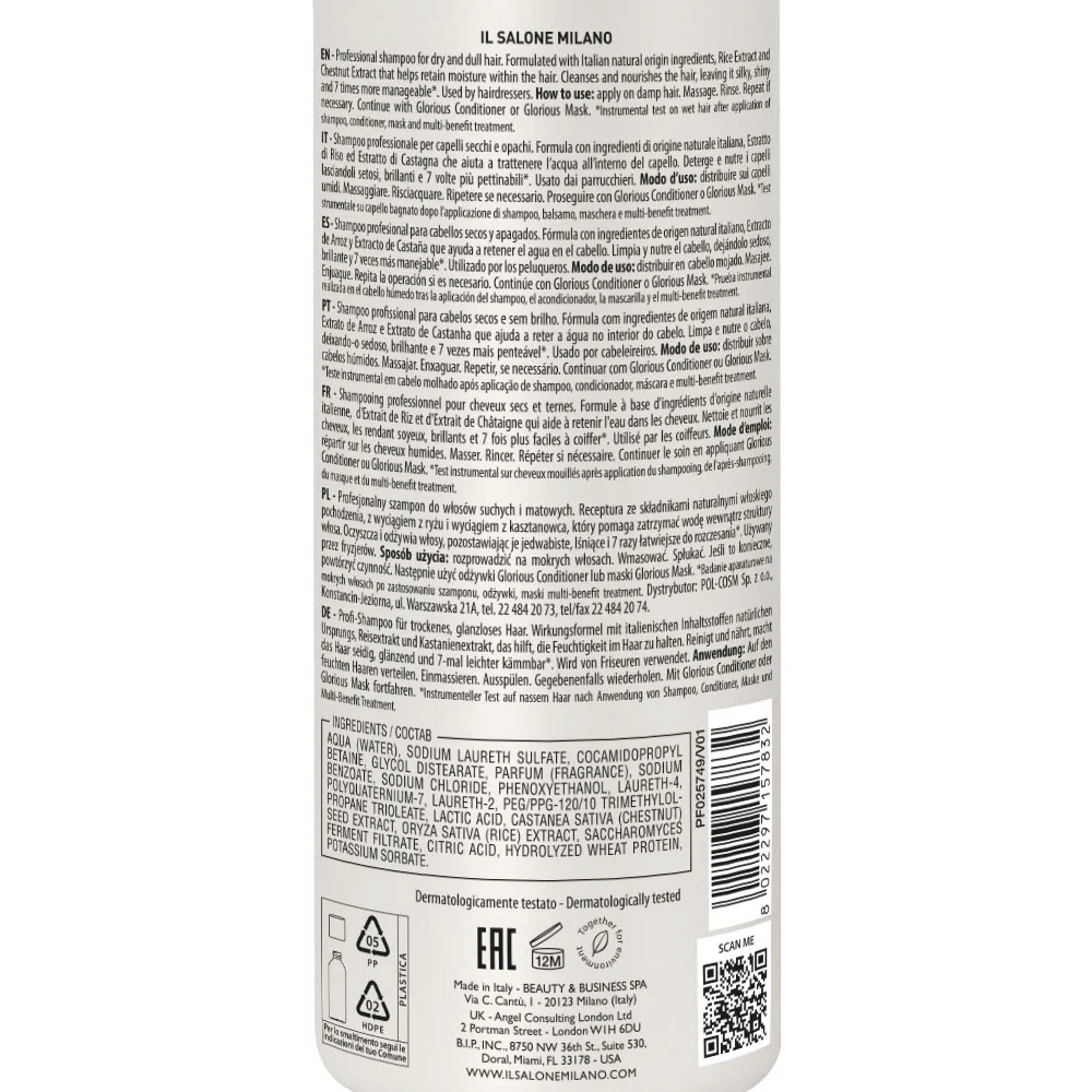Il Salone Milano Glorious Shampoo 500ml - shampoo per capelli secchi e opachi - Image 4