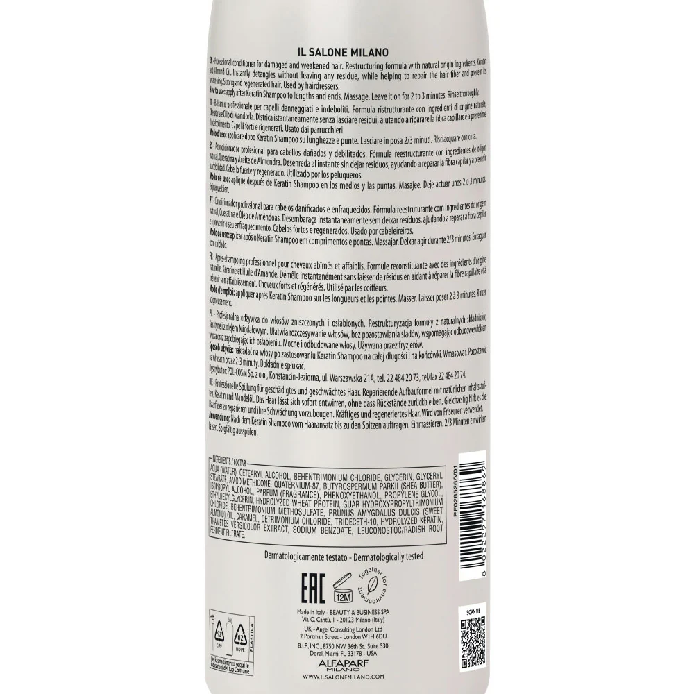 Il Salone Milano Keratin Conditioner 1000ml - balsamo per capelli danneggiati e indeboliti - Image 3