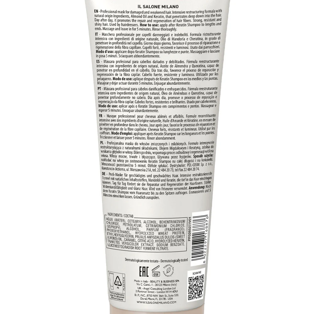 Il Salone Milano Keratin Mask 250ml - maschera per capelli danneggiati e indeboliti - Image 4