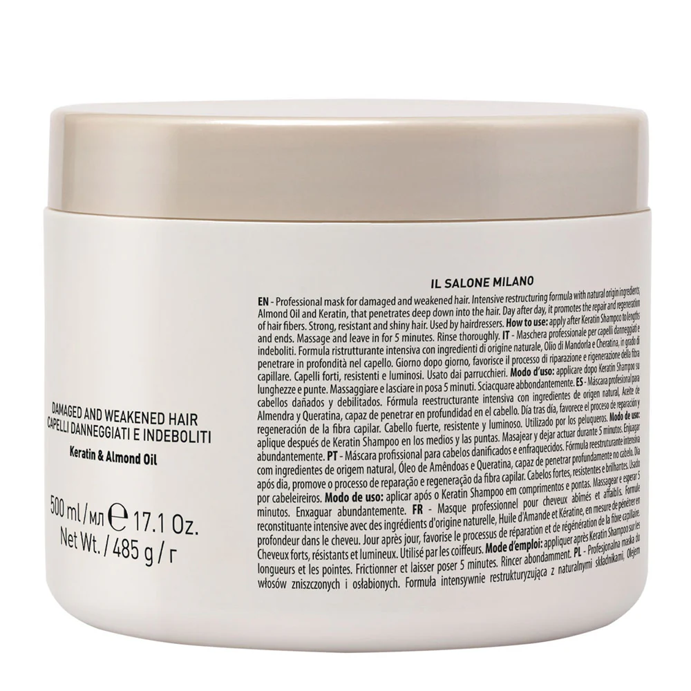Il Salone Milano Keratin Mask 500ml - maschera per capelli danneggiati e indeboliti - Image 3