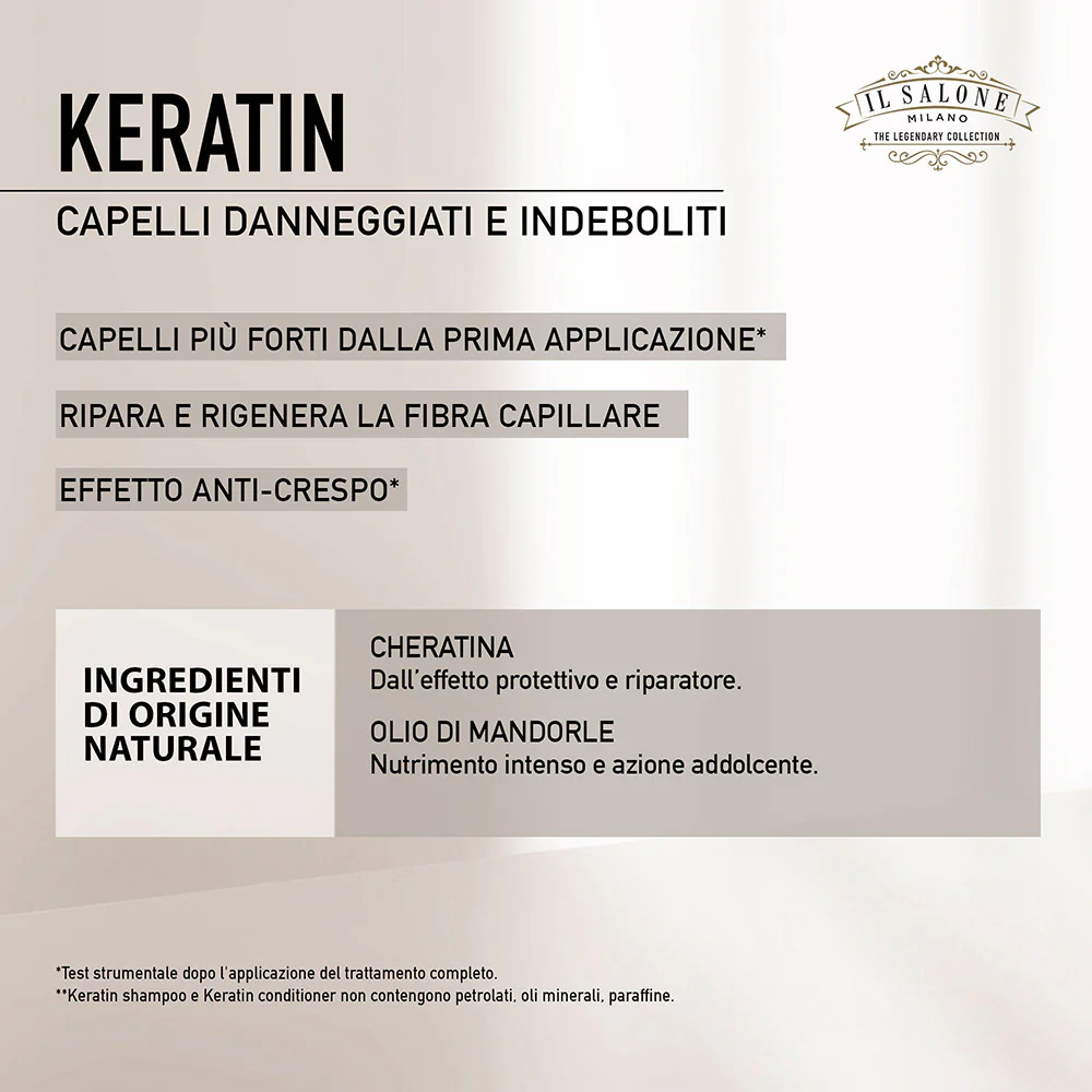 Il Salone Milano Keratin Shampoo 1000ml - shampoo per capelli danneggiati e indeboliti - Image 2