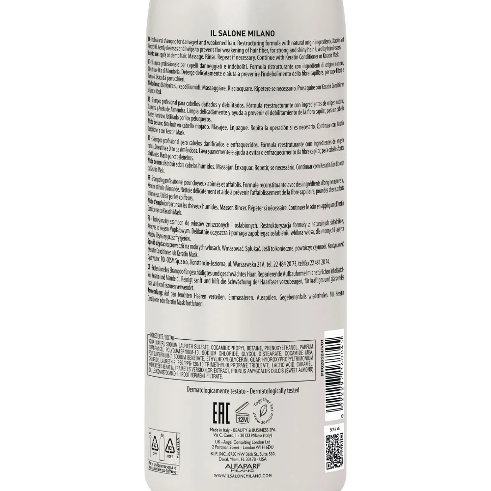 Il Salone Milano Keratin Shampoo 1000ml - shampoo per capelli danneggiati e indeboliti - Image 3