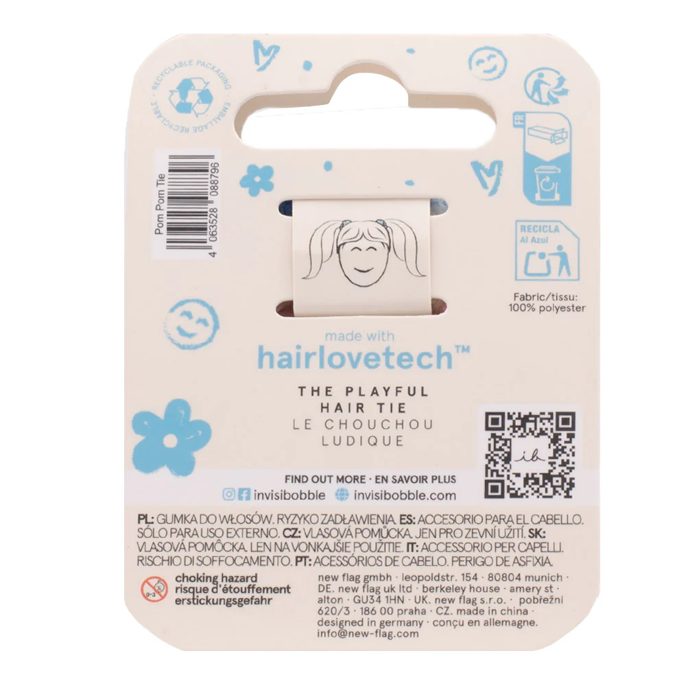 Invisibobble Twistar Kids Happy Healty Hair Pom Pom Tie 3pz - elastici in tessuto per bambini - Image 3