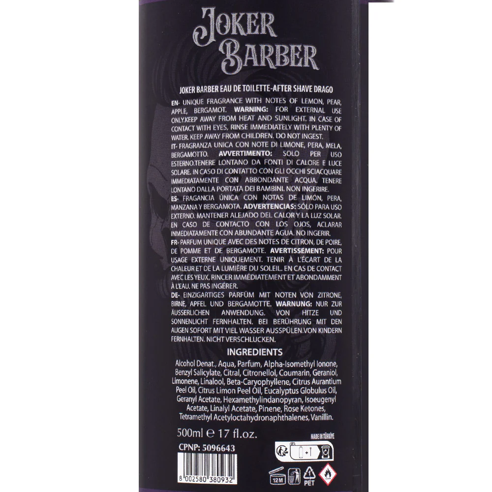Joker Barber Eau de Toilette After Shave Drago 500ml - dopobarba profumato - Image 2