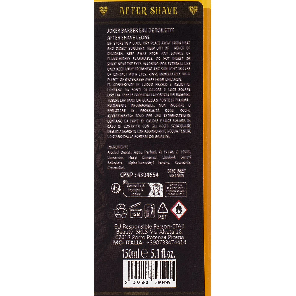 Joker Barber Eau de Toilette After Shave Leone 150ml - dopobarba profumato - Image 3