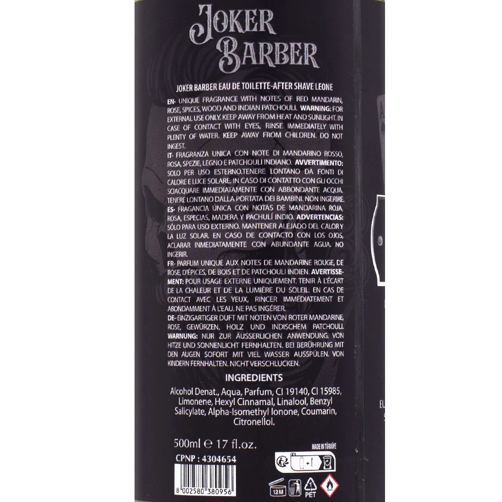 Joker Barber Eau de Toilette After Shave Leone 500ml - dopobarba profumato - Image 2