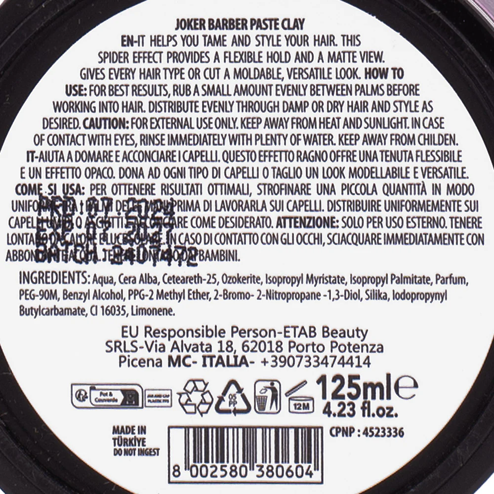 Joker Barber Paste Clay- Fiber Touch 125ml - argilla effetto opaco - Image 2