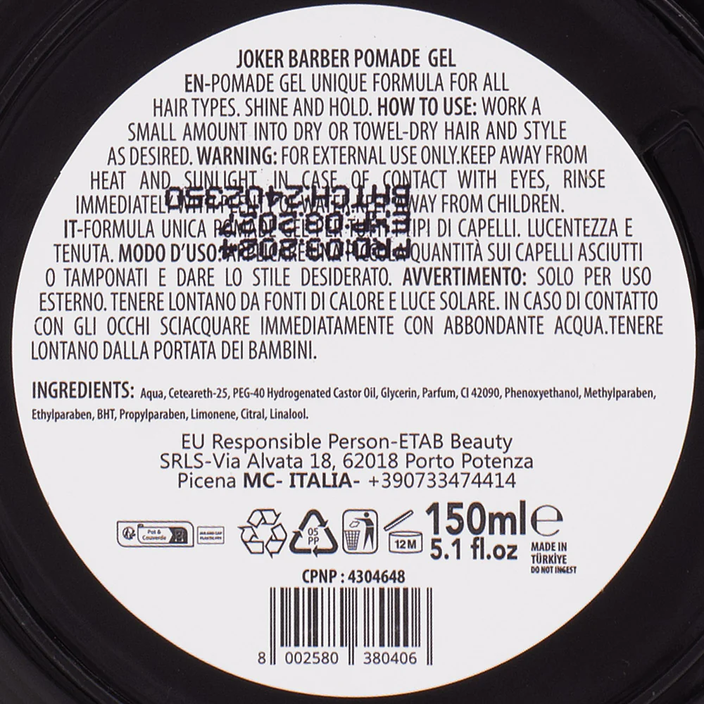 Joker Barber Pomade Gel 150ml - gel tenuta forte - Image 2