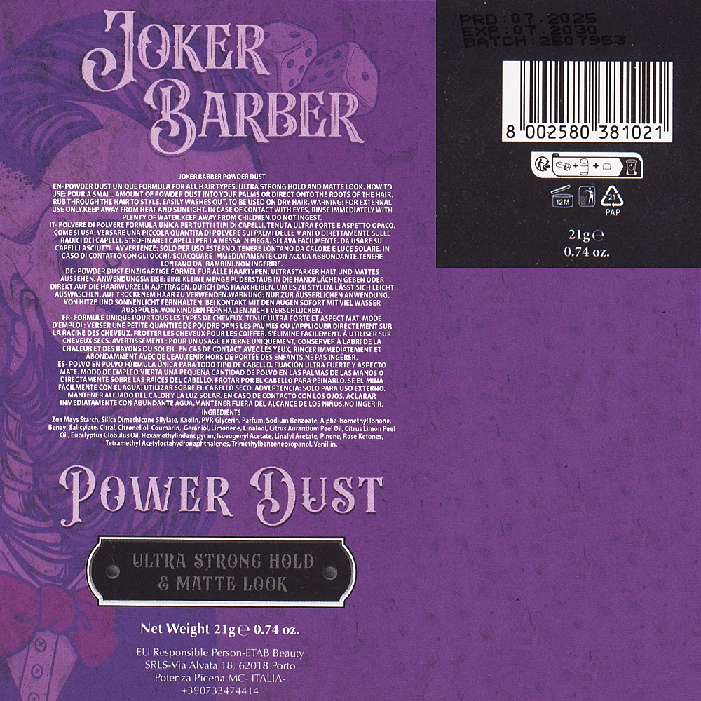 Joker Barber Power Dust 21gr - polvere modellabile effetto opaco - Image 3