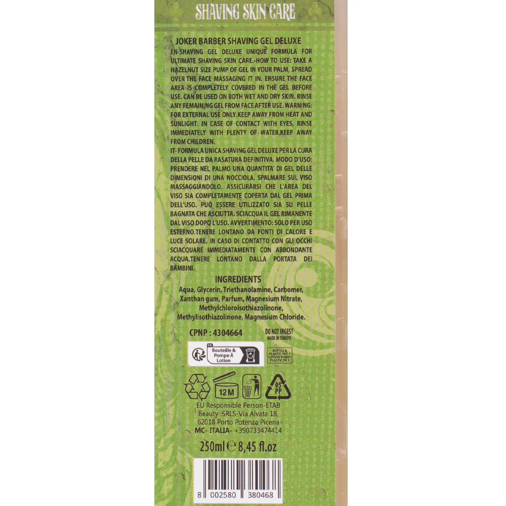 Joker Barber Shaving Gel Deluxe 250ml - gel rasatura - Image 3
