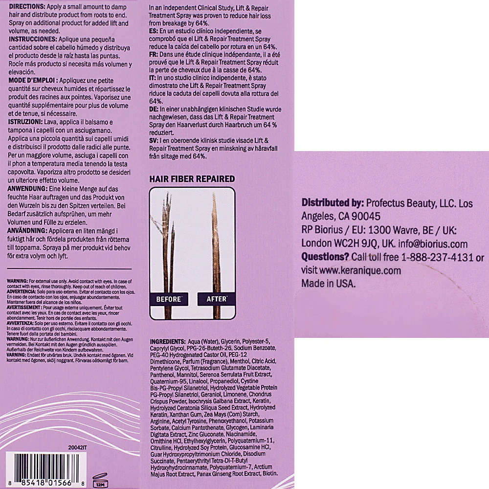 Keranique Lift & Repair Hair Treatment Hair Spray 100ml - spray volumizzante - Image 2