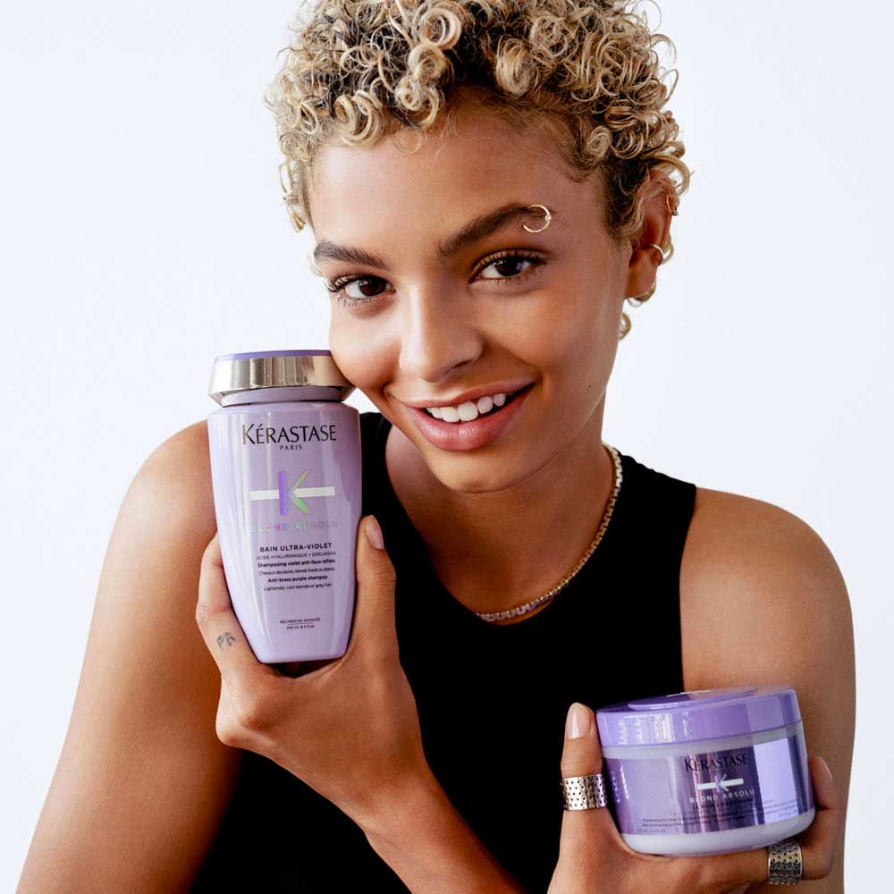 Kerastase Blond Absolu Bain Ultra Violet 250ml - shampoo antigiallo per capelli biondi, grigi, bianchi e platino - Image 4