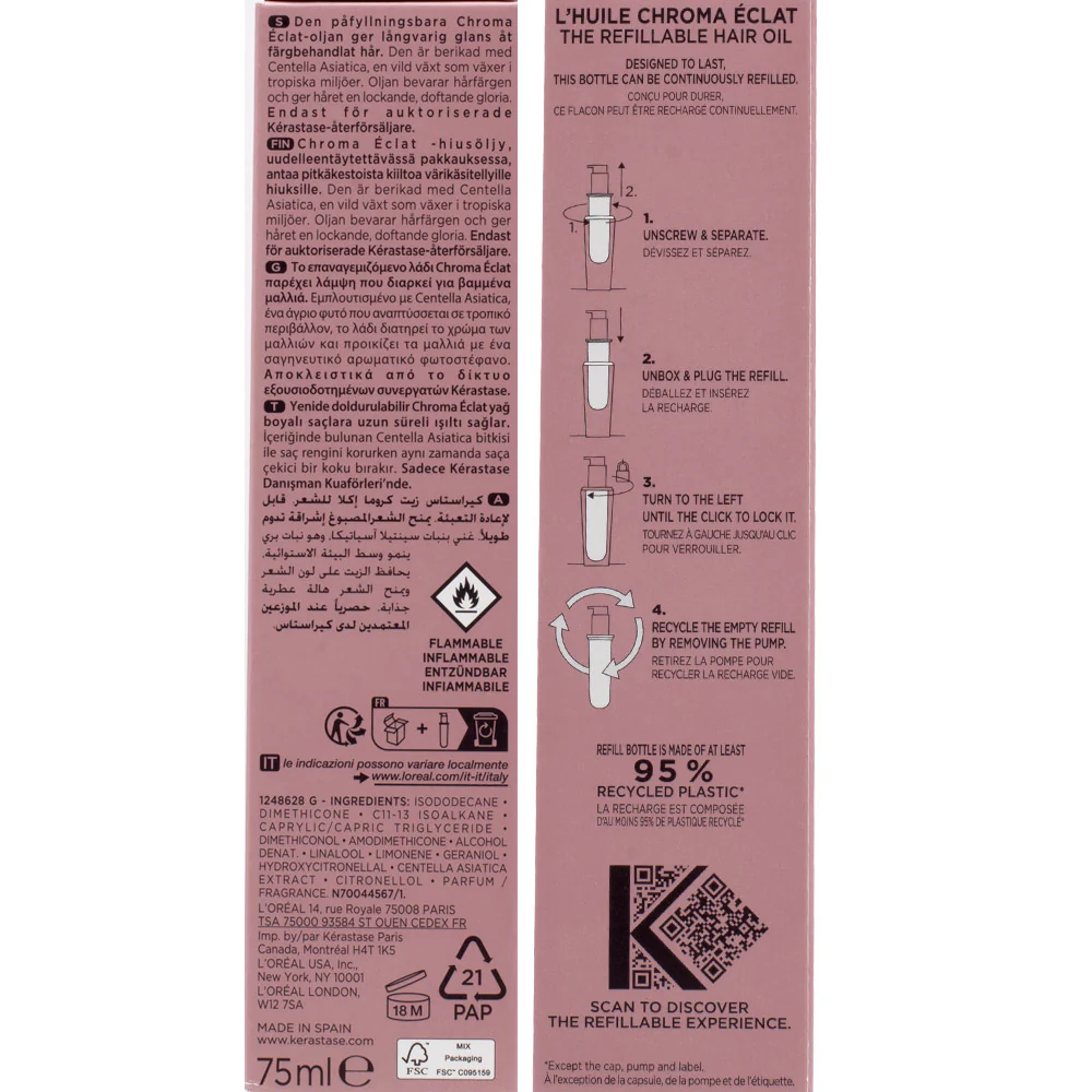 Kerastase Chroma Absolu L'Huile Chroma Éclat Refill 75ml - ricarica olio capelli colorati - Image 3
