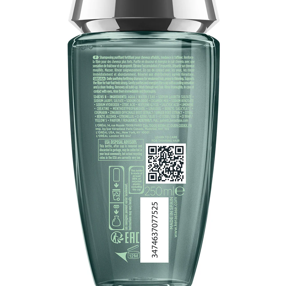 Kerastase Genesis Homme Bain De Force Quotidien 250ml - shampoo fortificante e purificante - Image 4
