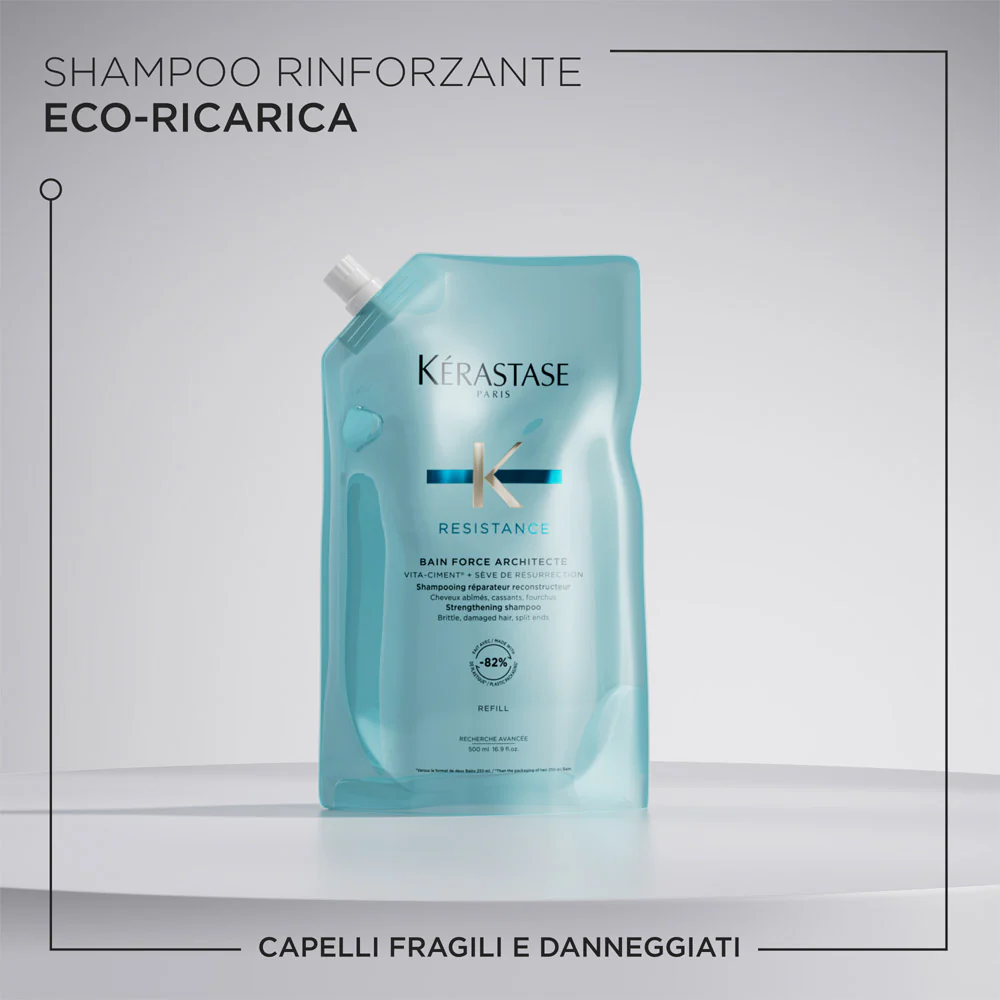 Kerastase Résistance Bain Force Architecte Refill 500ml - eco-ricarica shampoo capelli indeboliti - Image 4