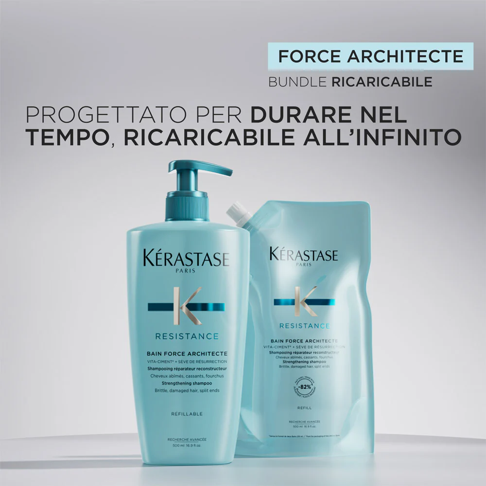 Kerastase Résistance Bain Force Architecte Refill 500ml - eco-ricarica shampoo capelli indeboliti - Image 8