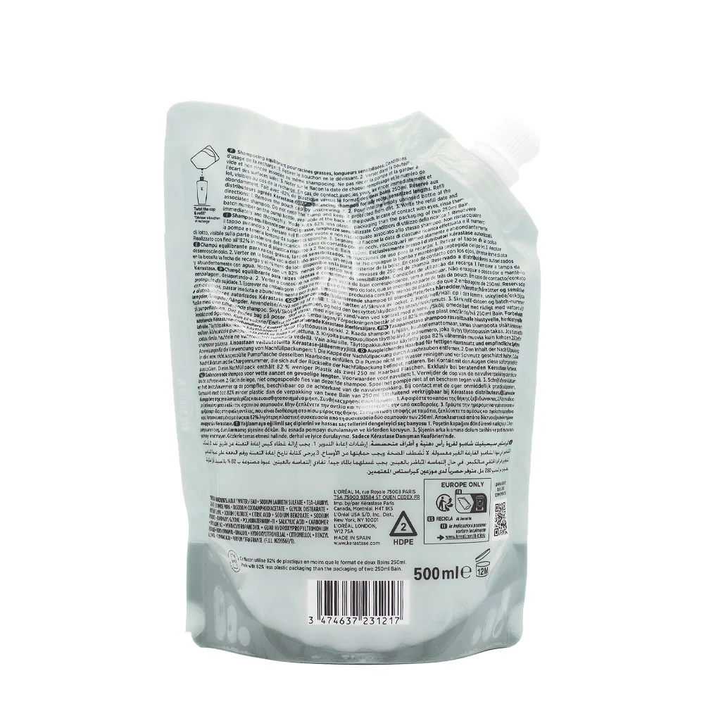 Kérastase Spécifique Bain Divalent Refill 500ml - eco ricarica shampoo capelli grassi - Image 6