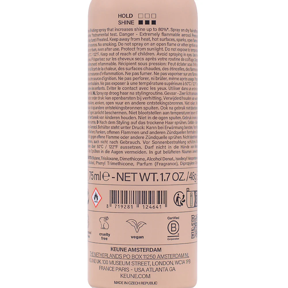 Keune Style Gloss Shine Therapy Luminosity Finishing Spray 75ml - spray lucidante - Image 2