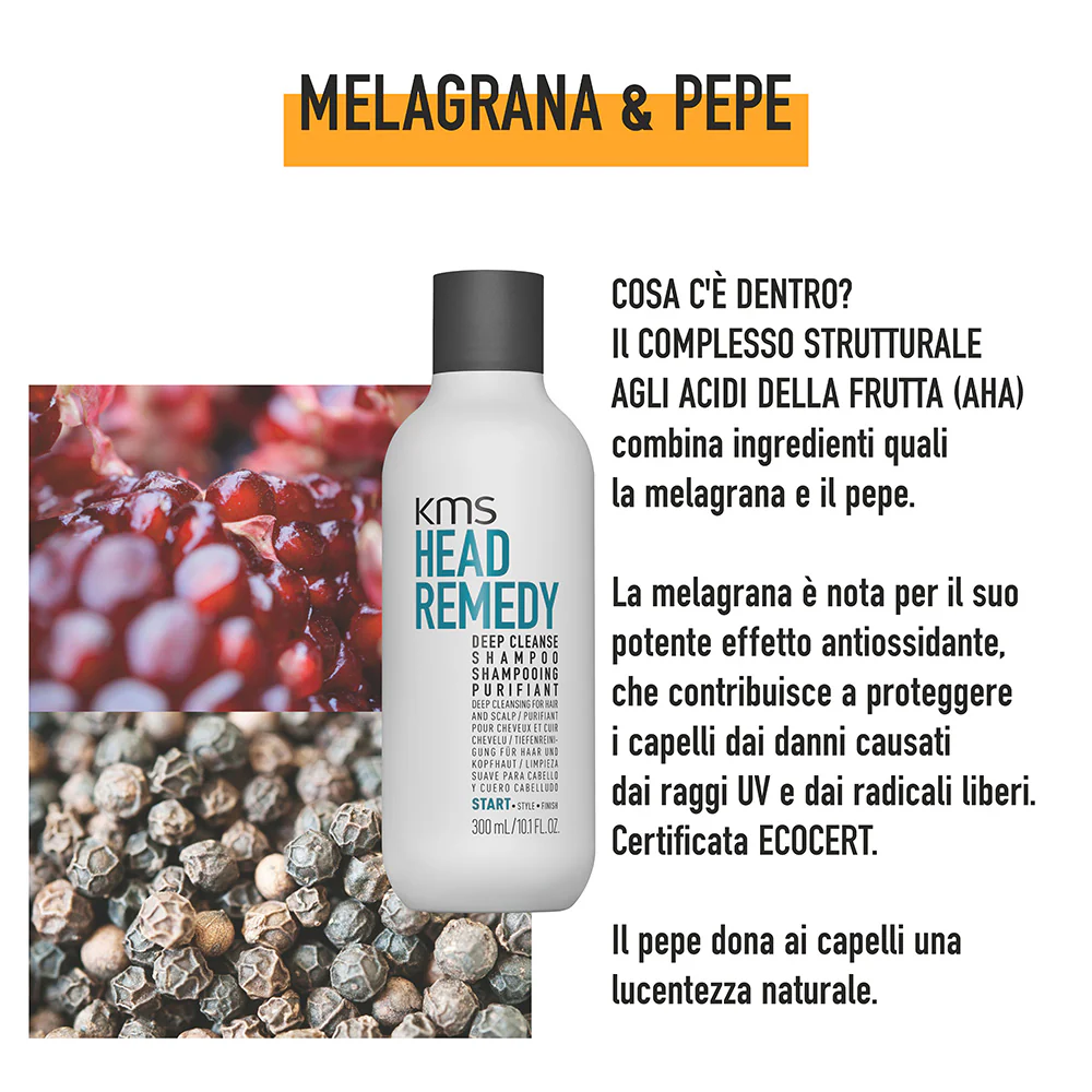 KMS Head Remedy Deep Cleanse Shampoo 300ml - shampoo detersione profonda per tutti i tipi di capelli - Image 2
