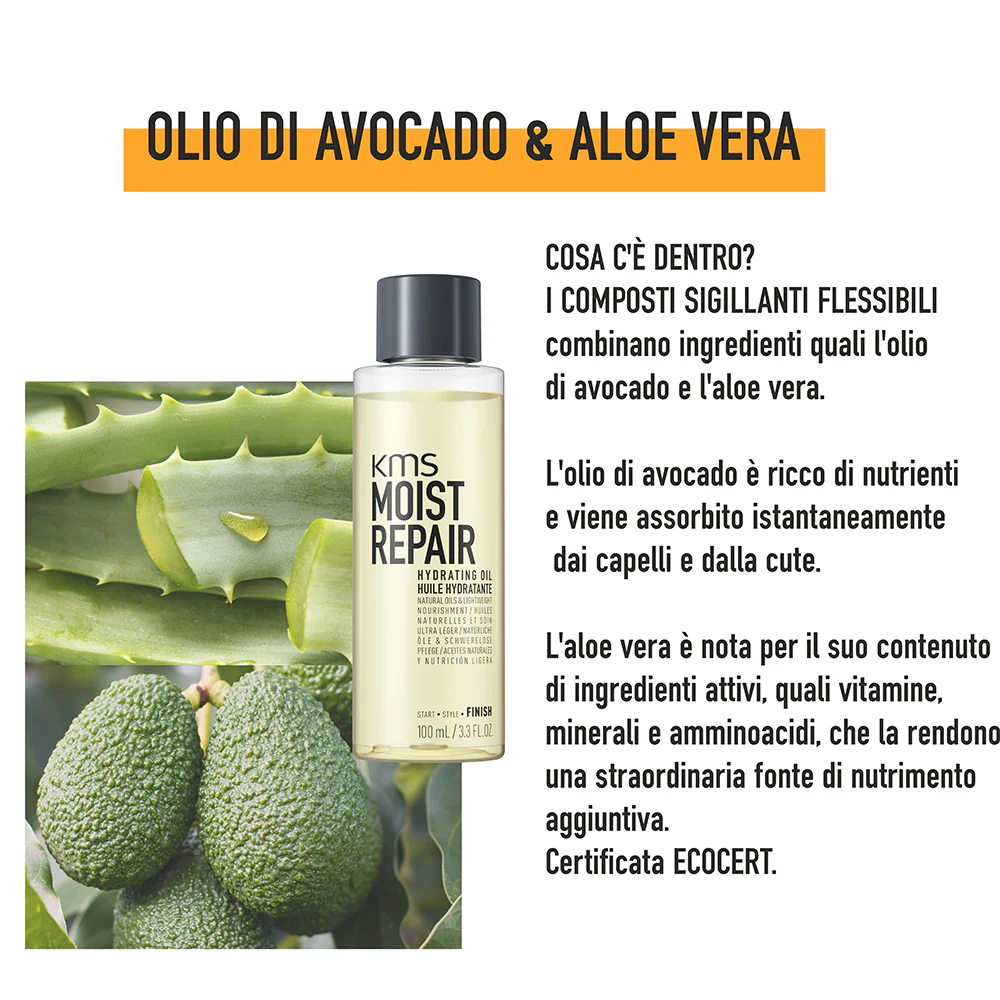 KMS Moist Repair Hydrating Oil 100ml - olio idratante per tutti i tipi di capelli - Image 2