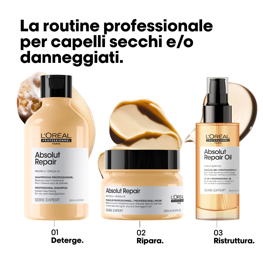 L'Oréal Professionnel Paris Serie Expert Absolut Repair Shampoo 300ml - shampoo per capelli danneggiati - Image 3