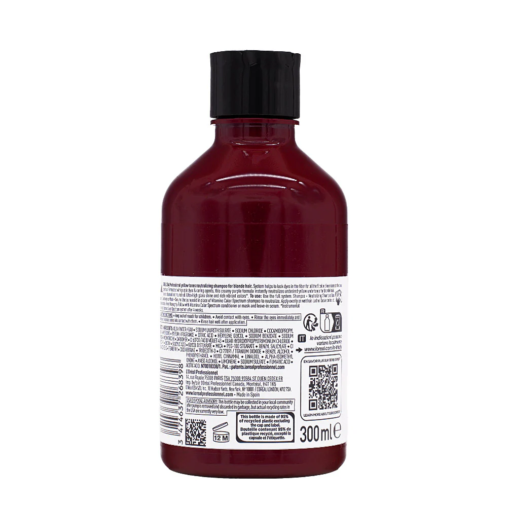 L'Oréal Professionnel Paris Vitamino Color Spectrum Purple Shampoo 300ml - shampoo antigiallo - Image 7