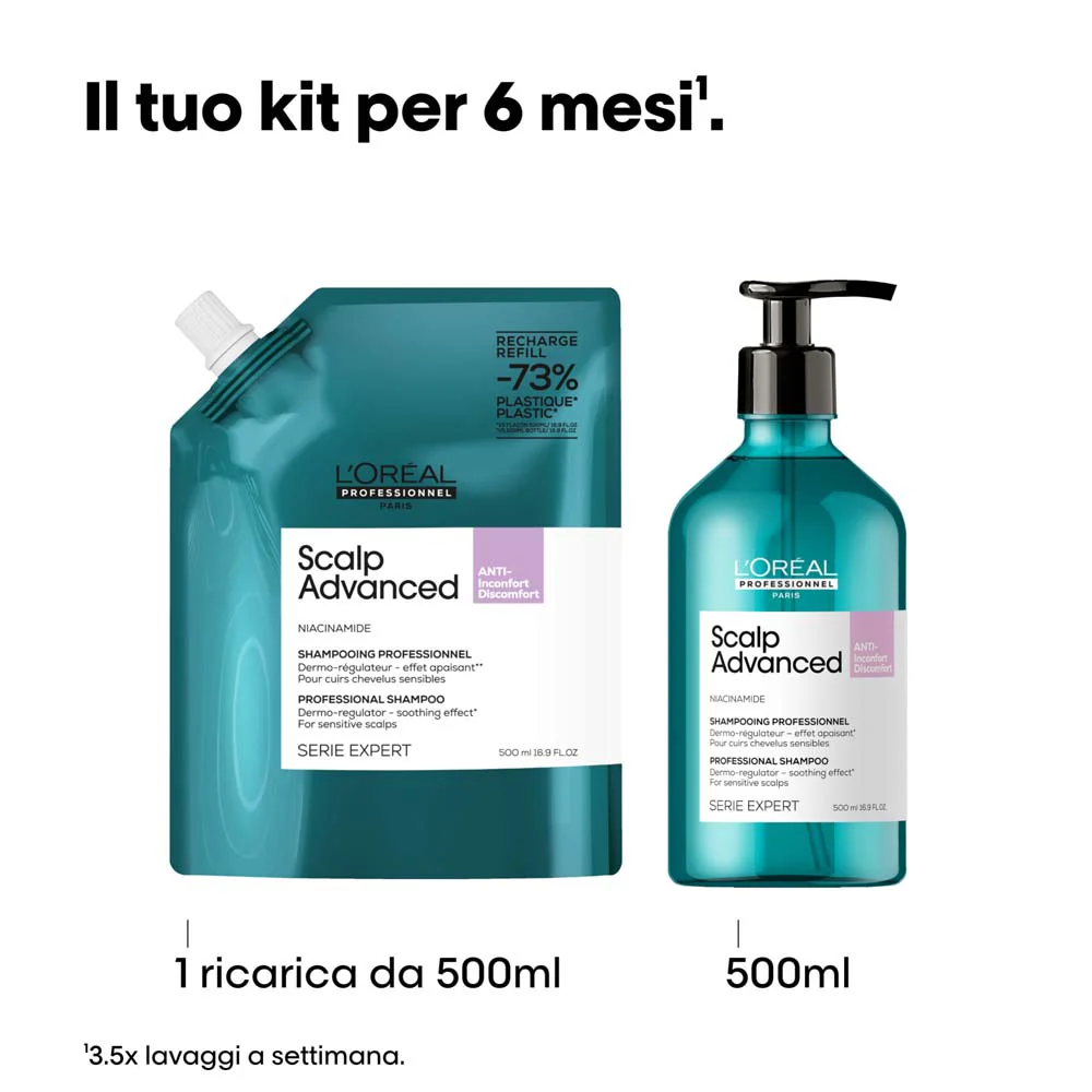 L'Oreal Professionnel Paris Scalp Advanced Anti-Discomfort Shampoo Refill 500ml - eco-ricarica shampoo lenitivo - Image 6