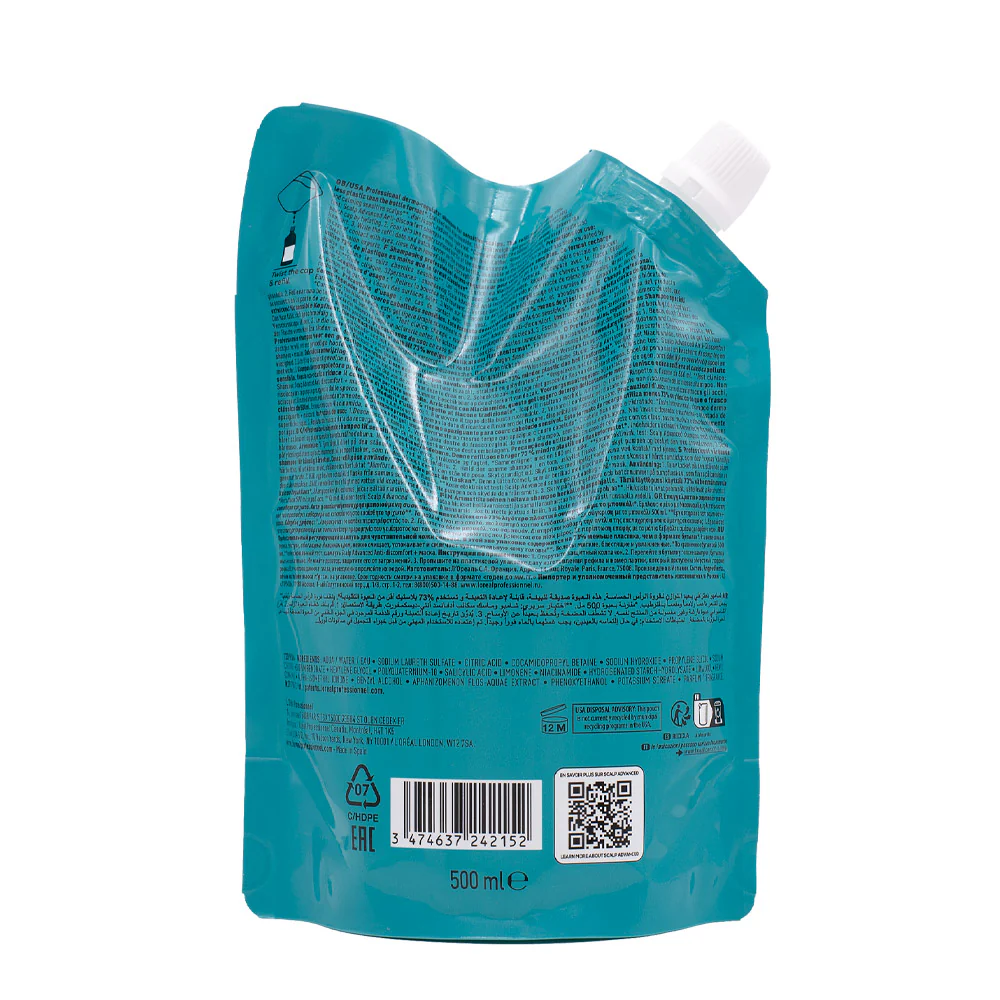L'Oreal Professionnel Paris Scalp Advanced Anti-Discomfort Shampoo Refill 500ml - eco-ricarica shampoo lenitivo - Image 8