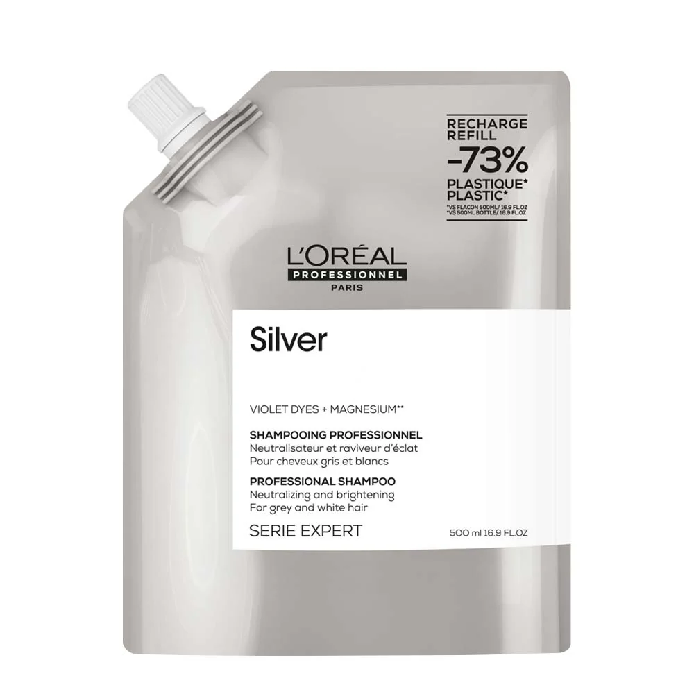 L'Oreal Professionnel Paris Serie Expert Silver Shampoo Refill 500ml - eco-ricarica shampoo antigiallo