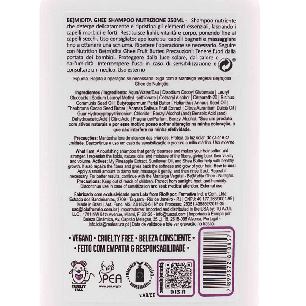 Lola From Rio Be(M)dita Ghee Shampoo De Nutrição 250ml - shampoo nutriente - Image 4