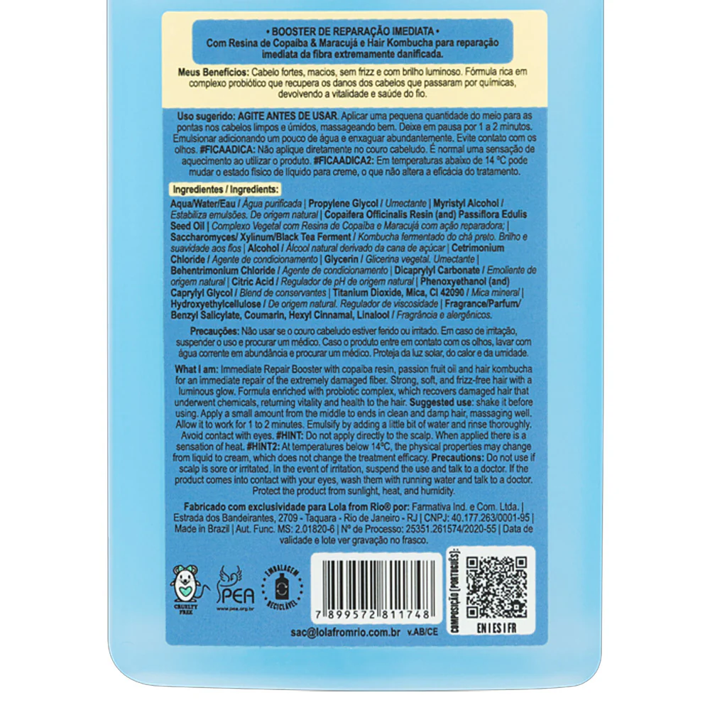 Lola From Rio Danos Vorazes Booster De Reparação Imediata 250ml - balsamo liquido anticrespo - Image 5