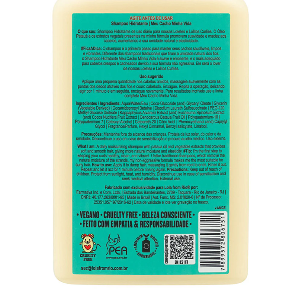 Lola From Rio Meu Cacho Minha Vida Shampoo 500ml - shampoo idratante quotidiano capelli ricci - Image 4