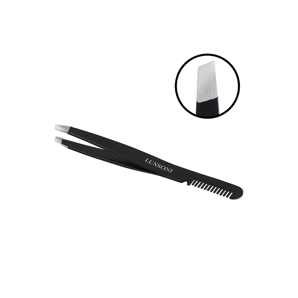 Lussoni Make Up Slant Tweezers With Comb 9.9cm - pinzette per sopracciglia con pettine - Image 2