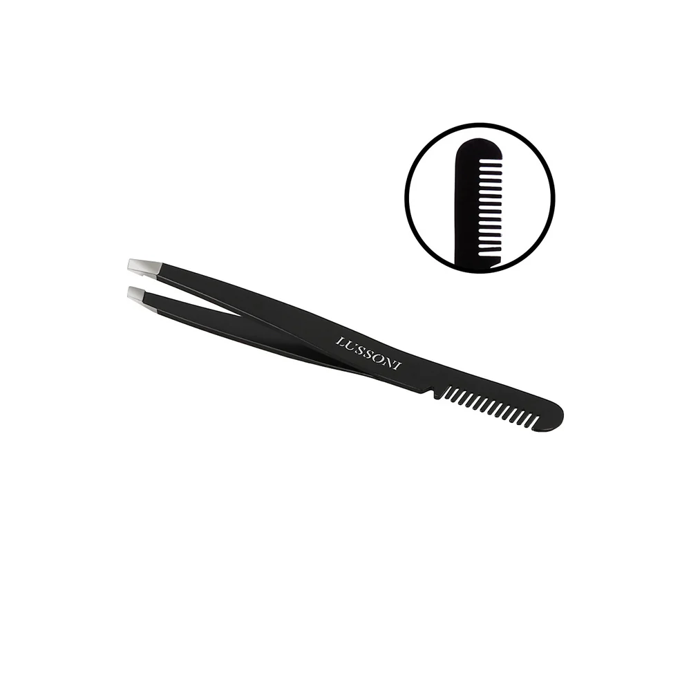 Lussoni Make Up Slant Tweezers With Comb 9.9cm - pinzette per sopracciglia con pettine - Image 3