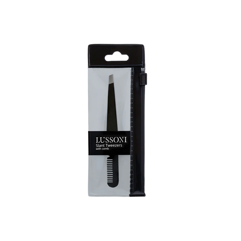 Lussoni Make Up Slant Tweezers With Comb 9.9cm - pinzette per sopracciglia con pettine - Image 4