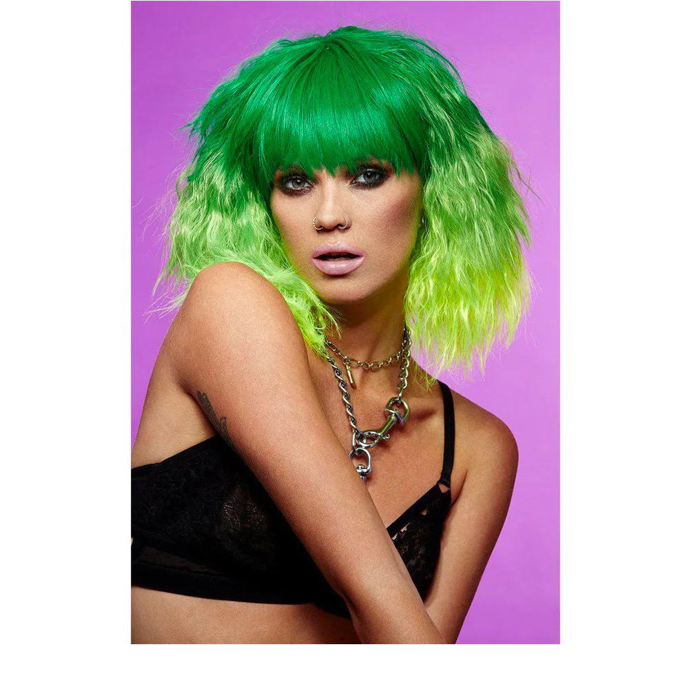 Manic Panic Venus Envy Trash Goddess Wig - parrucca verde elettrico giallo neon - Image 2