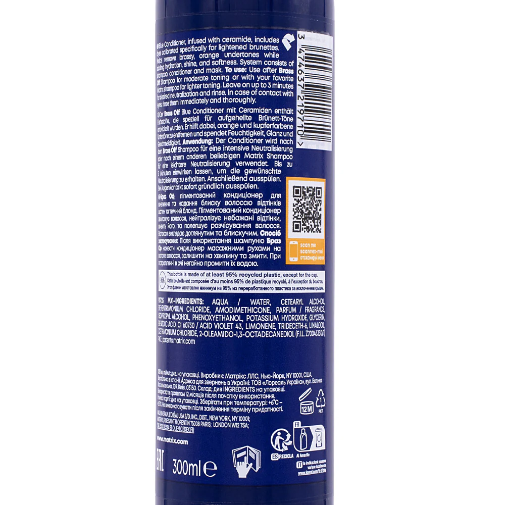 Matrix Haircare Brass Off Blue Conditioner 300ml - balsamo anti arancio - Image 8