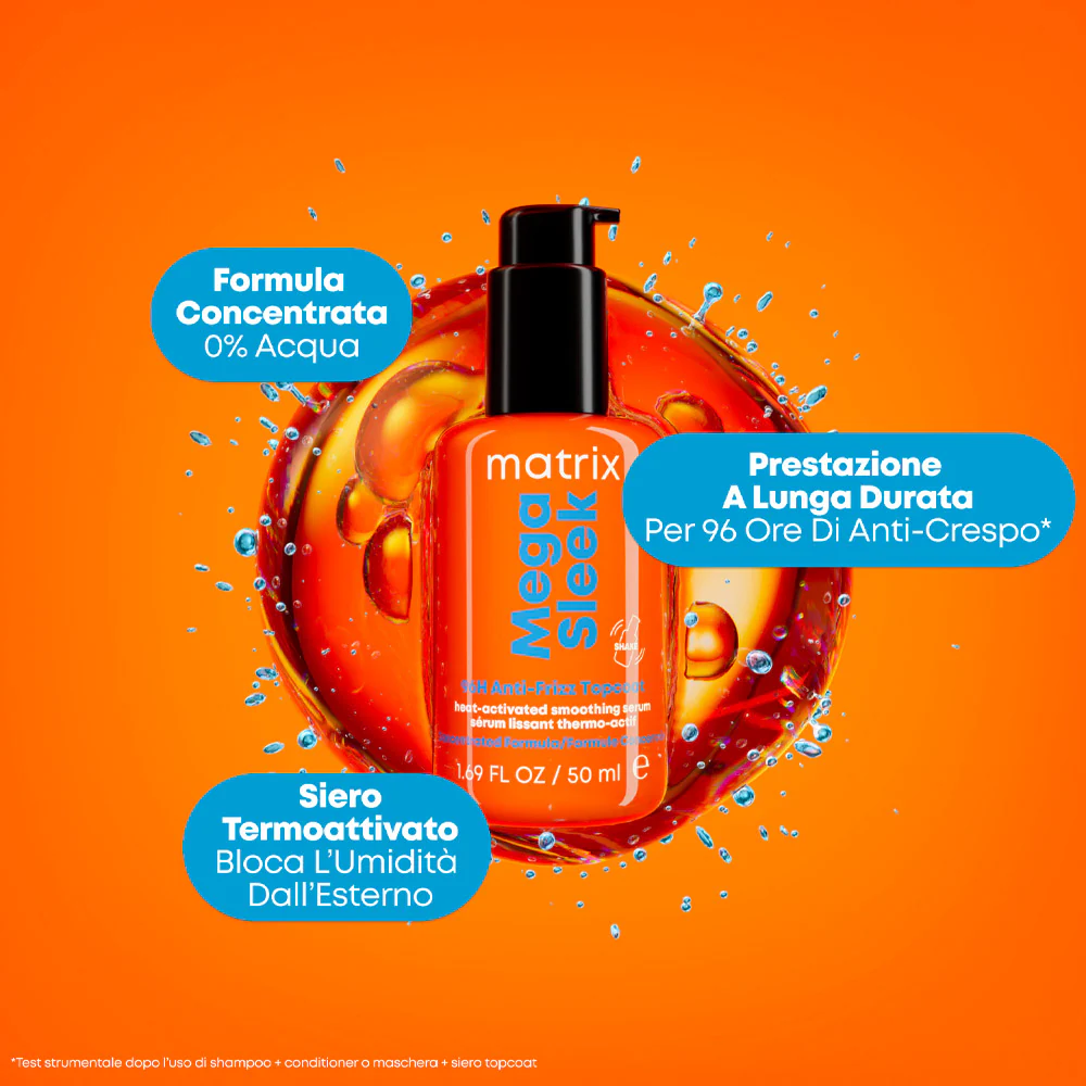 Matrix Haircare Mega Sleek 96h Anti-Frizz Topcoat 50ml - siero termoprotettore anti crespo - Image 4