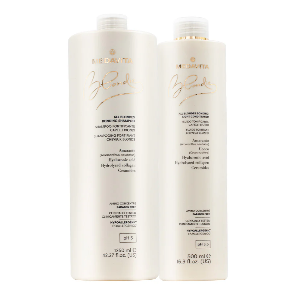 Medavita Blondie Shampoo 1250ml e Balsamo 500ml per tutti i Capelli Biondi